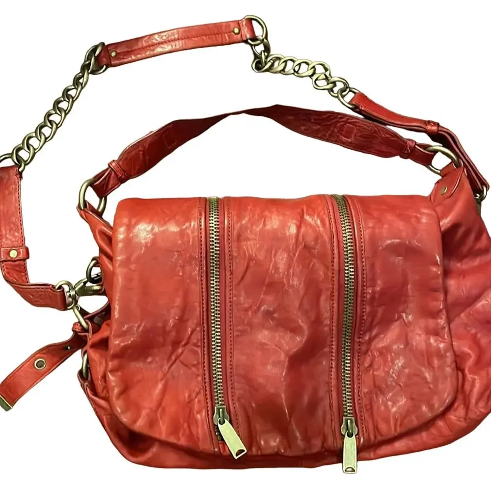 Cynthia Rowley red vintage hobo satchel crossbody bag purse
